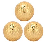 BOROCO Lot de 3 balles de golf dorées plaquées or - Balles de golf portables en caoutchouc pour exercices de plein air - Pour hommes, débutants et professionnels