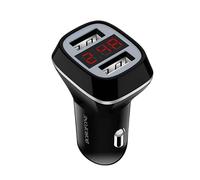 Chargeur Voiture 2 USB avec Affichage LCD Charge Rapide Noir