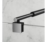 Boromal Barre de support pour paroi de douche - Stabilisateur rond pour verre 8-10 mm - Acier inoxydable 70-120cm, Noir