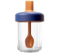 Borosilicate Glass Oat Cup 400ml Leak-Proof Spoon(orange)