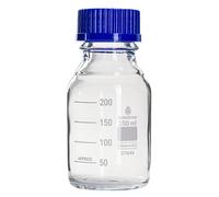 Borostar Bouteille de laboratoire (Boro 3.3) GL45 avec bouchon à vis et bec verseur en polypropylène Bleu 250 ml