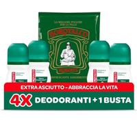 Borotalco, Borotalco Lot de 4 déodorants roll-on avec talc avec cristaux actifs Triple protection sèche sans alcool Parfum 50 ml