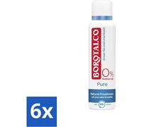 Borotalco - Déodorant en spray - Pur - Fraîcheur naturelle - Thé vert & citron vert - 0% sels d'aluminium - 150 ml - Pack avantage - 6 pièces
