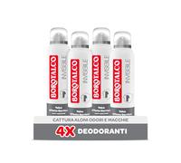 Borotalco, Déodorant Invisible Gris Effet Talc Anti-traces Efficacité 48h Sans Alcool Parfum Classique - Lot de 4 x 150 ml - Exclusif Amazon