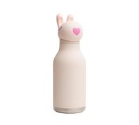 Asobu Bestie Bunny Gourde isotherme en acier inoxydable pour enfant, avec paille, 420 ml, avec tête de lapin, anti-fuite et sans BPA