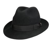 Borsalino Chapeau Bogart Marengo Femme/Homme - Made in Italy en Laine de Feutre Poil avec Ruban Gros Grain Printemps-ete - 56 cm Noir