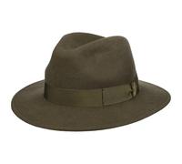 Borsalino Chapeau en Laine Piemonte Traveller Femme/Homme - Made in Italy de Feutre avec Ruban Gros Grain, Grain Hiver Automne-Hiver - 57 cm Olive Fonce