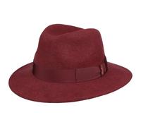 Borsalino Chapeau en Laine Piemonte Traveller Femme/Homme - Made in Italy de Feutre avec Ruban Gros Grain, Grain Hiver Automne-Hiver - 57 cm Bordeaux-mouchete