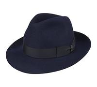 Borsalino Chapeau Feutre de Poil Alessandria Homme - Made in Italy Fedora pour avec Doublure, Ruban Gros Grain Printemps-été - 59 cm Bleu
