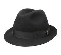 Borsalino Chapeau Marengo Fedora Femme/Homme - Made in Italy Feutre de Poil Trilby avec Ruban Gros Grain Printemps-ete - 57 cm Noir