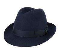 Borsalino Chapeau Georgio en Feutre Femme/Homme - Made in Italy de Film Fedora pour Homme avec Ruban Gros Grain Printemps-été - 61 cm Bleu foncé