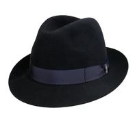 Borsalino Chapeau Georgio en Feutre Femme/Homme - Made in Italy de Film Fedora pour Homme avec Ruban Gros Grain Printemps-été - 58 cm Bleu foncé