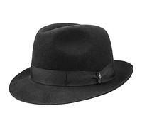 Borsalino Chapeau Georgio en Feutre Femme/Homme - Made in Italy de Film Fedora pour Homme avec Ruban Gros Grain Printemps-été - 56 cm Noir
