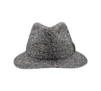 Borsalino - Elegant Herringbone Fedora Hat - Homme - Accessoires - Noir - Taille: S