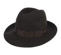 Borsalino Marengo Chapeau en feutre pour cheveux Fedora pour homme et femme - Fabriqué en Italie - Chapeau en feutre avec ruban gros-grain printemps-été, automne-hiver, marron foncé, 58