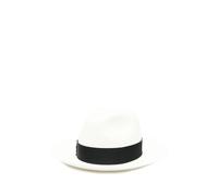 Borsalino - Ribbon Detail Straw Hat - Femme - Accessoires - Blanc - Taille: S