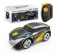 BORSTOYPRO Voiture Police Télécommandée pour Enfants avec Fonctions Vocales Multiples, Voiture de Police RC avec Changement de Voix, Lumières Clignotantes, Sons de Sirène pour garçons Filles 3-8
