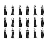 Bortivier 100 PièCes Porte-CléS Glands Faux Cuir SuéDé Gland Pendentifs Porte-CléS DéCoration pour Bricolage Artisanat Faisant des Fournitures (Noir)