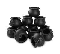Bortivier 12 Pièces Mini Chaudron Noir avec Poignée Mini Chaudron de Sorcière d'halloween Pot de Bonbons pour Halloween