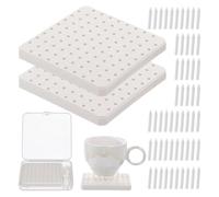 Bortivier 2 Tampons Réfractaires en Céramique, Tapis de Cuisson de Poterie avec 120 Clous de Support pour Échasses de Four, Réutilisables pour Les Amateurs de Céramique