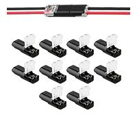 Bortivier 20 PCS Connecteur Enfichable à Double + Boucle de Verrouillage Pas de Dénudage de Coupe Connecteur LED 2 Voies 2 Broches pour AWG 20-24