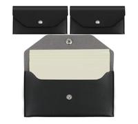 Bortivier 3 Pièces PU Enveloppes de Trésorerie en Cuir, Enveloppes D'Argent Imperméable à L'Eau Réutilisable Cash Wallet Budget Enveloppes, Noir