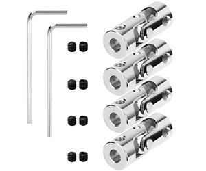 Bortivier 4 Paquets de Connecteur de Couplage de Cardan à Joint Universel en Acier de 4 Mm à 4 Mm, Accessoire de D'Arbre de Moteur de Bricolage de ModèLe Rotatif