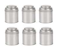 Bortivier 6 Pièces Mini Boîtes à Thé avec Couvercles Doubles Hermétiques, Mini Boîte en Fer Blanc et Petites Boîtes de Cuisine Rondes pour Le Thé (Argent)