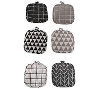 Bortivier 6 PièCes Supports de Pot de Coton Lavable en Machine Support de Pot Carré RéSistant À la Chaleur avec Boucle de Suspension pour la Cuisson