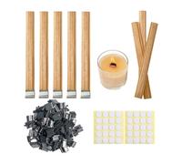 Bortivier 60 Ensembles de Mèches de Bougies en Bois à Double Couche avec Supports, Mèches en Bois pour la Fabrication de Bougies, Mèches de Bougies en Bois