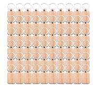 Bortivier 60 PièCes SéRies Vierge Rectangle Arrondi Porte-CléS en Bois Bricolage Porte-CléS en Bois Porte-CléS Peut êTre Gravé Cadeau de Bricolage