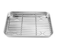 Bortivier 9 Pouces Plateau de Four Grille-Pain et Ensemble de Rack, Acier Inoxydable la Poêle à Frire avec Support de Refroidissement, Lave-Vaisselle Plaque de Cuisson Sûre