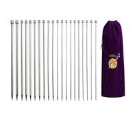 Bortivier Aiguilles à Tricoter, Kit D'Aiguilles à Tricoter Droites à Pointes Simples, 22 Broches à Tricoter Courtes en MéTal et Sac de Rangement Pratique
