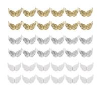 Bortivier Ailes D' en Plastique 36 PièCes pour L'Artisanat, Mini Patchs D'Ornement D'Aile D' Blanc 3D, pour la DéCoration de FêTe Bricolage Artisanat et Accessoire de Mariage