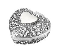 Bortivier Classique Vintage Antique Boîte À en Forme De Cœur Bague Organisateur De Rangement De Bibelot Coffre Cadeau De Noël, Argenté