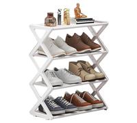 Bortivier Étagère à chaussures en forme de X pour , étagère à chaussures multifonctionnelle en acier, blanc
