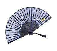 Bortivier éVentail Pliant pour Femme Style Vintage Japonais ÉVentails en Soie de Bambou pour FêTe de Mariage DéCoration de Danse Bleu