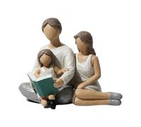 Bortivier Famille de 3 Figurines Décoratives en Résine, Sculpture Familiale, Statue Parents et Filles, Cadeaux pour la Décoration Familiale