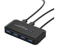 Bortivier Imprimante Adaptateur KVM Switch USB 3.0 Commutateur 2 Entrées 4 Sorties Commutateur USB KVM Partageur pour Clavier D'Ordinateur