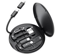 Bortivier Kit Adaptateur 60 W Type-C vers USB vers Charge Noir Multifonctionnel pour Téléphones Mobiles 14 13 12 Pro OTG Convertisseur Multi Boîte de Rangement