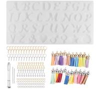 Bortivier Kit de Moule en RéSine de Lettre InverséE, Moule en Silicone pour Bricolage en RéSine, Ensemble de Fabrication de Porte-CléS en RéSine éPoxy Lettre et DéCorative