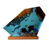 Bortivier Lampe sous-Marine en Résine Tortue Plongée Humaine Veilleuse Maison Cadeau Bureau, Bureau Chambre Décoration Veilleuse