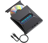Bortivier Lecteur CD DVD Externe USB 3.0 Lecteur CD/DVD +/-RW Portable Haute Vitesse avec Lecteur de Carte SD, Graveur de CD ROM et Connexion USB-C