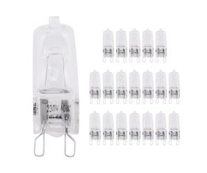 Bortivier Lot de 20 Ampoules HalogèNes G9, Lampes HalogèNes Transparentes 40 W à Intensité Variable, Blanc Chaud 2800 K pour Lustres, Pendentifs, LumièRes de Paysage