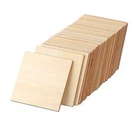 Bortivier Morceaux de Bois Non 50 PièCes SéRies 4 Pouces Carré Bois Vierge Tranches Naturelles DéCoupes pour Bricolage Artisanat Peinture Coloration