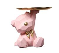 Bortivier Plateau de Rangement Statue Porte-Clés Figurine, Boucles d'oreilles Plateau de Rouges à Lèvres, Statues d'ours avec Plat, Sculptures Bol à Clés Facile à Utiliser Environ 20 X 18 cm -B