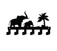 Bortivier Porte-Clés Mural avec 6 Crochets en Métal, Support Mural pour Clés avec Design Éléphant Décoratif, Style Porte-Clés Mural.