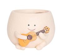 Bortivier Pot de Jardinière en Forme de Souriant avec Trou de Drainage, Résine pour Chaîne de Plantes, Pots Succulents de Guitare Uniques pour L'Intérieur