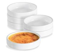 Bortivier Ramequins 4 Oz, Ramequins à Crème Brûlée Allant au Four, Plats à Soufflé Peu Profonds en Céramique pour la Cuisson de la Crème Anglaise, Moules à Quiche, Lot de 6