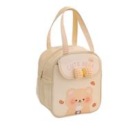 Bortivier Sac à Lunch Kawaii pour Filles Sac à Lunch Mignon Sac Isotherme Sac Fourre-Tout Réutilisable pour Le Travail Chaud ou Froid Beige Facile à Utiliser 18,5 X 13,5 X 23,3 cm